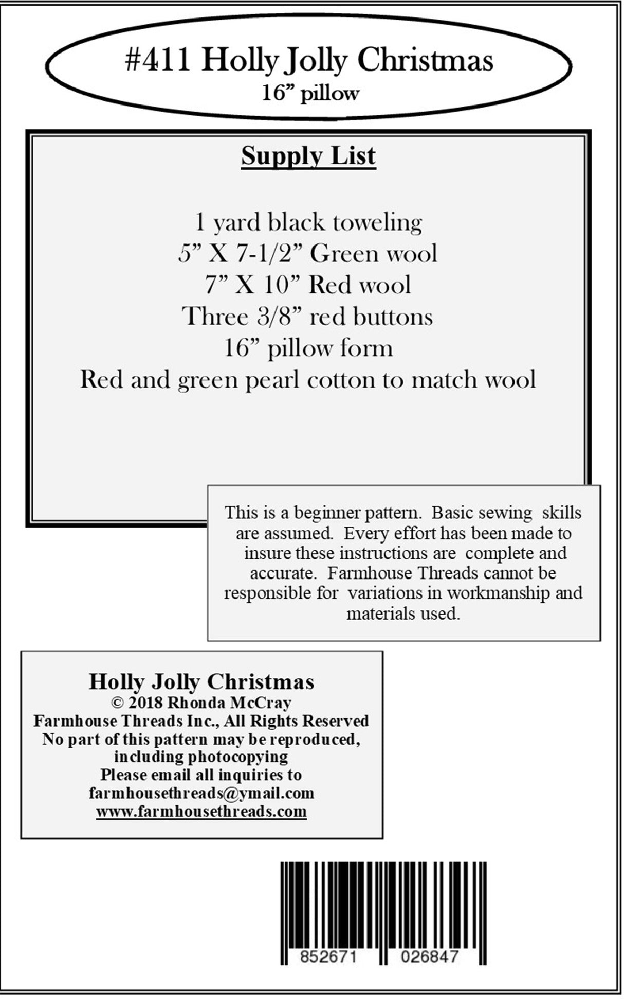 Holly Jolly Christmas Pillow