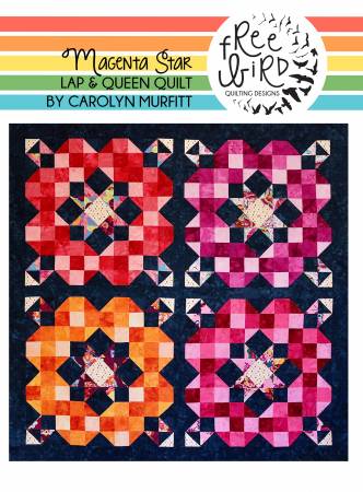 Magenta Star Quilt Pattern by Free Bird Quilting Designs