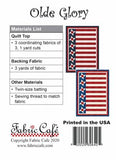Back of the Olde Glory Patriotic Quilt Pattern by Fabric Cafe