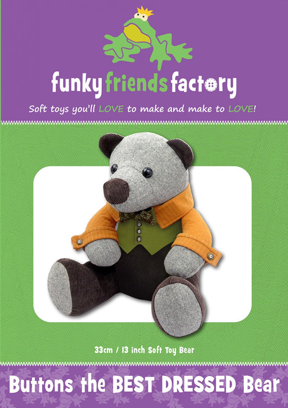 Buttons the Best Dressed Bear Pattern by Funky Friends Factory