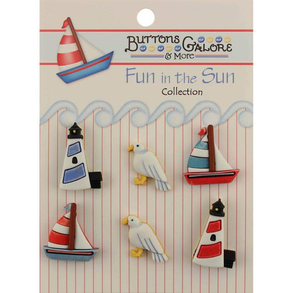 Lighthouse and seagull coastal themed buttons