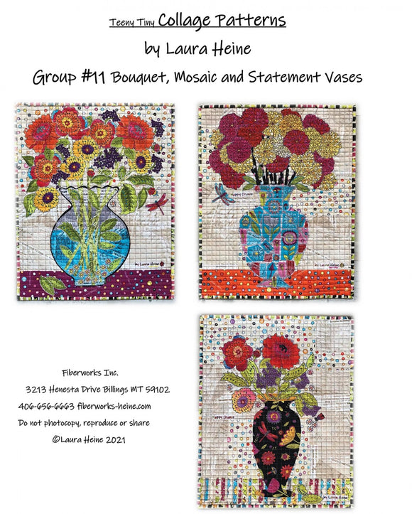 Teeny Tiny Collage Pattern Group #11 Bouquet, Mosaic and Statement Vases