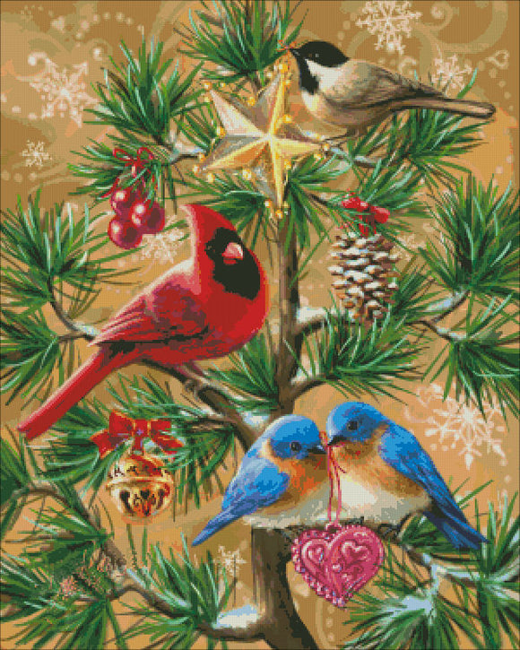 Festive Flock Gold Cross Stitch By Dona Gelsinger