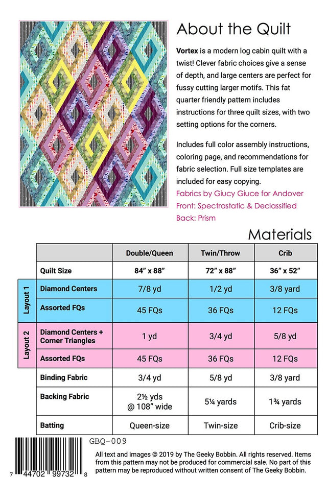 Vortex V Pattern Vortex Pattern – Quilting Books Patterns and Notions