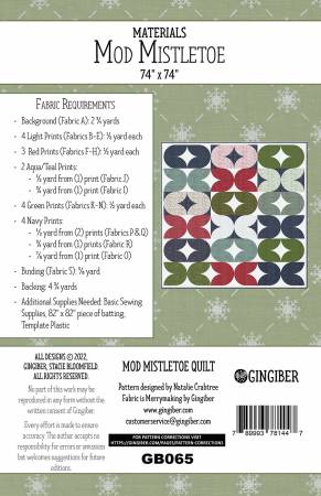 Back of the Mod Mistletoe Quilt Pattern by Gingiber