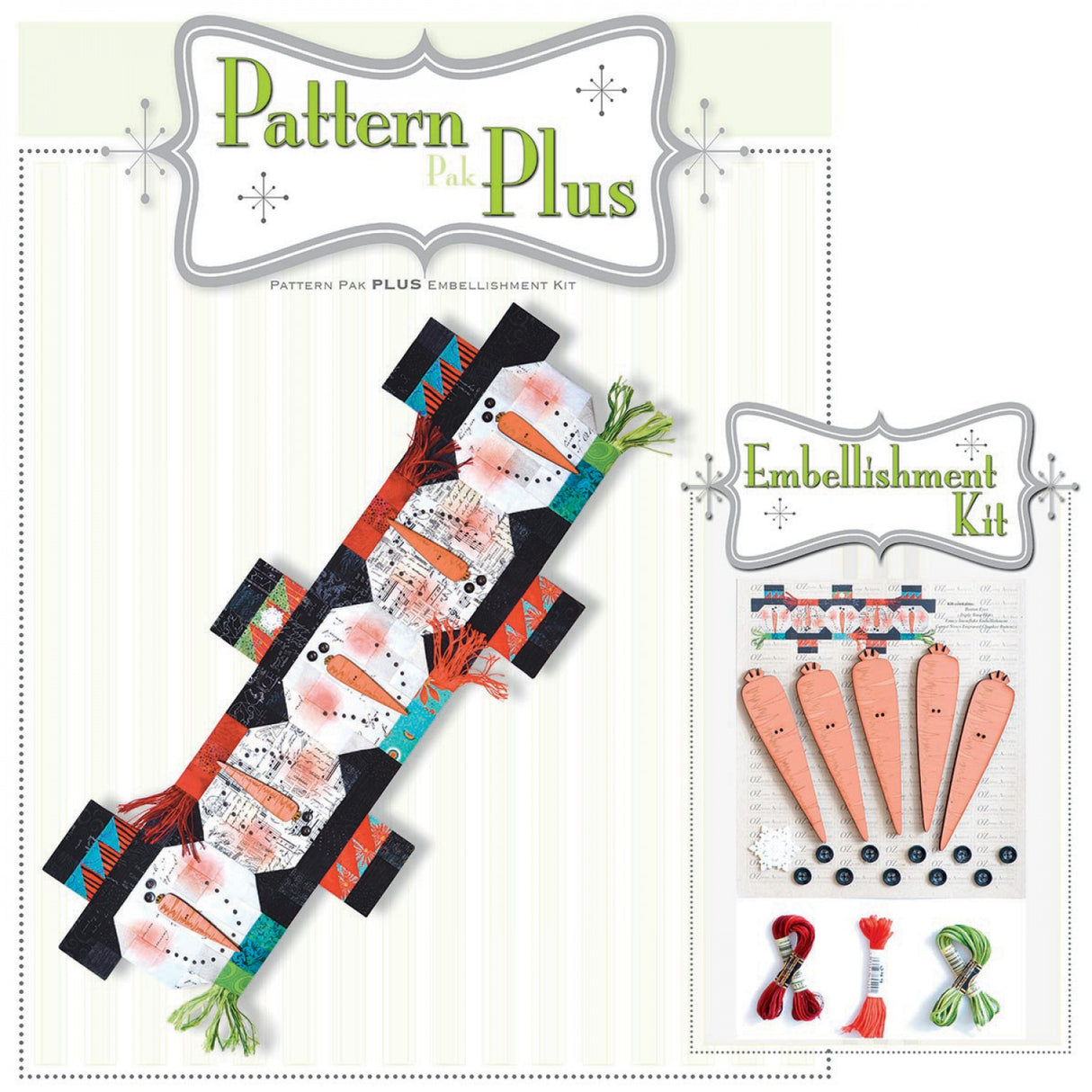 Button Snowman Runner Pattern Pak Plus