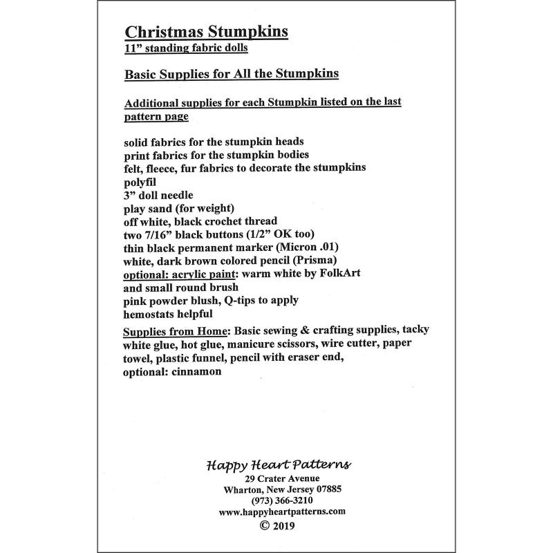 Materials list for Christmas Stumpkins