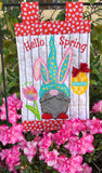 Hello Spring Bunny Gnome Quilt and Garden Flag