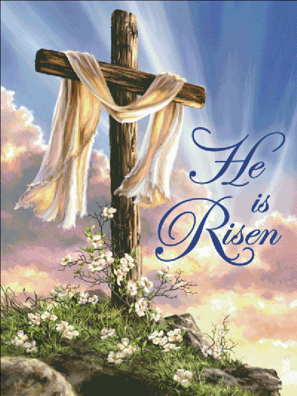 He is Risen Cross Stitch By Dona Gelsinger