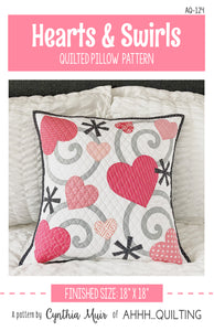 Hearts & Swirls Quilted Pillow Downloadable Pattern by Ahhh...Quilting