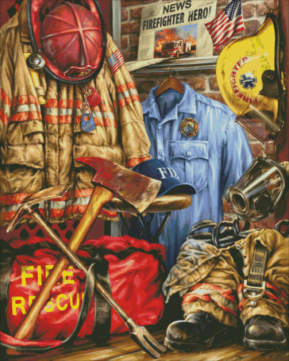 Hometown Hero Firefighter Cross Stitch By Dona Gelsinger