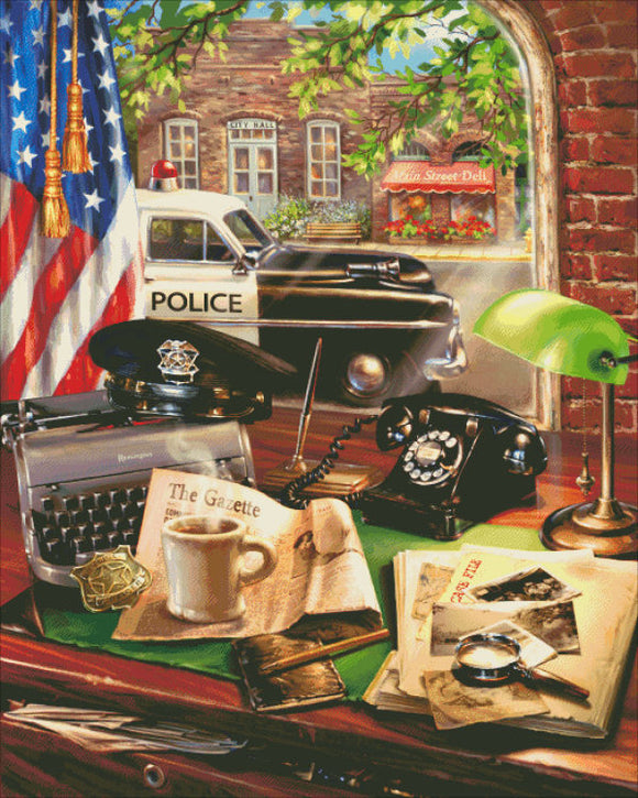 Hometown Hero Police Station Cross Stitch By Dona Gelsinger