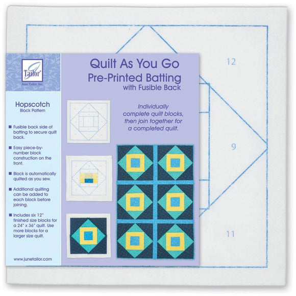 Quilt As You Go Pre-Printed Batting with Fusible Back, in 
