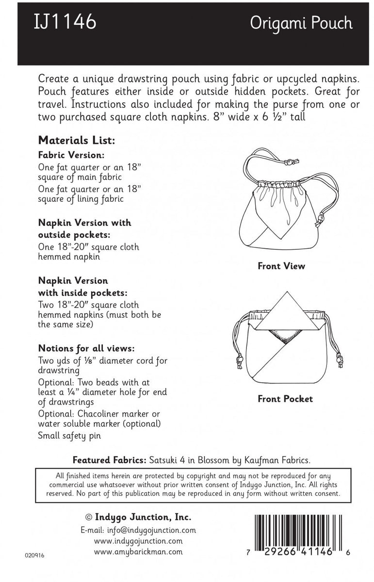 Origami Pouch Pattern – Quilting Books Patterns and Notions