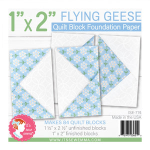 1in x 2in Flying Geese Quilt Block Foundation Paper