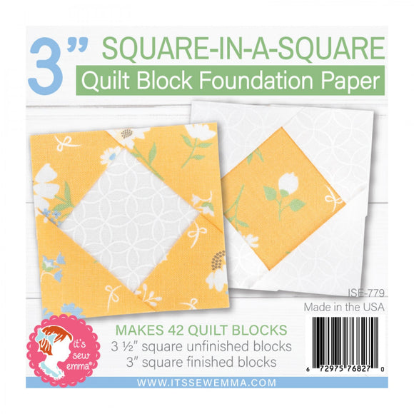 3in Square in a Square Quilt Block Foundation Paper
