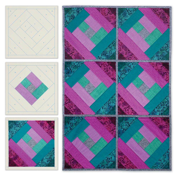 London Labyrinth pattern blocks on batting fabric pieces