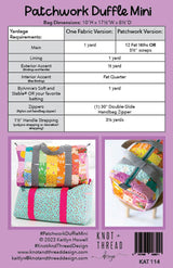 Back of the Patchwork Duffle Mini Pattern by Knot and Thread Designs