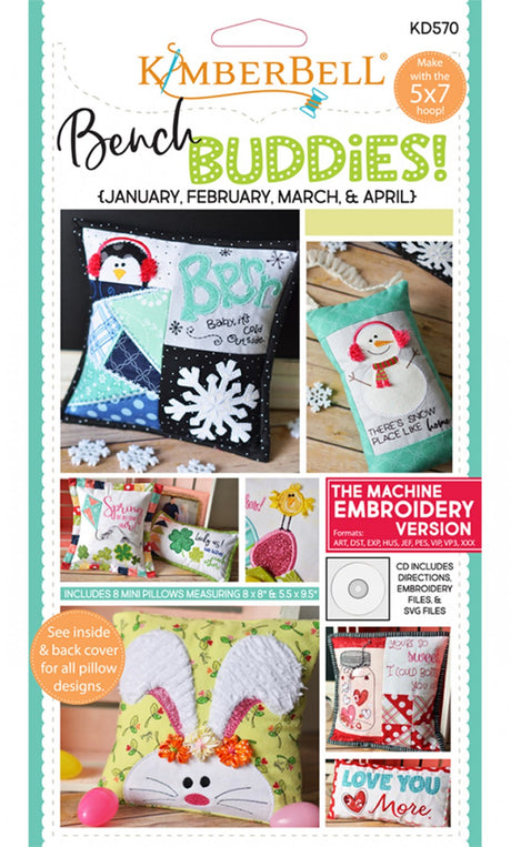 Bench Buddy Series January - April Machine Embroidery CD