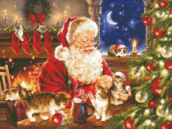 Kitten Christmas Cross Stitch By Dona Gelsinger