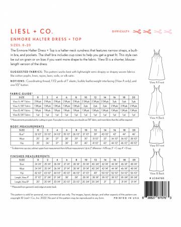 Back of the Enmore Halter Dress and Top Pattern by Liesl & Co
