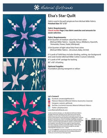 Back of the Elsa's Star Quilt Pattern by Material Girlfriends