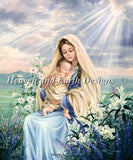 Madonna of The Lilies Cross Stitch By Dona Gelsinger