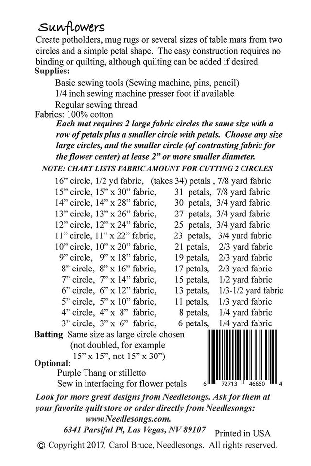 Sunflowers Quilters Pattern – Quilting Books Patterns and Notions