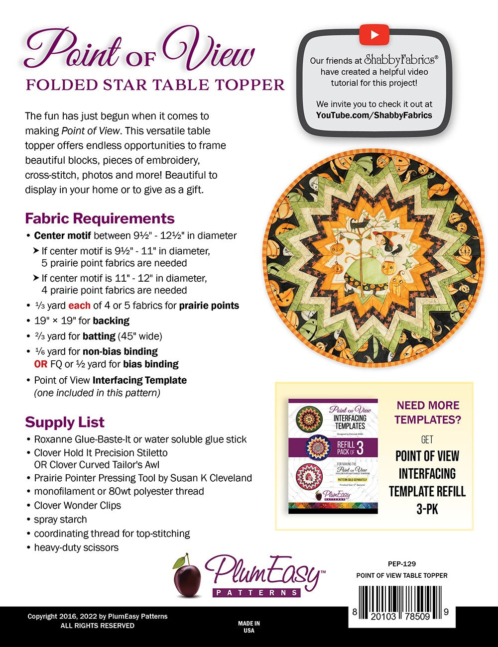 Star Table Topper Point of View Folded Star Table Topper Pattern and Interfacing ...