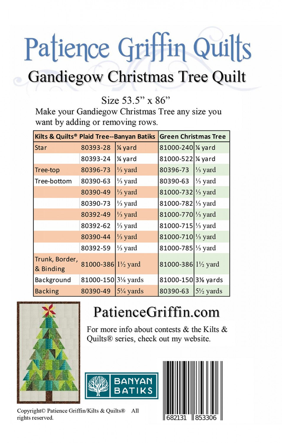 Gandiegow Christmas Tree Quilt Pattern