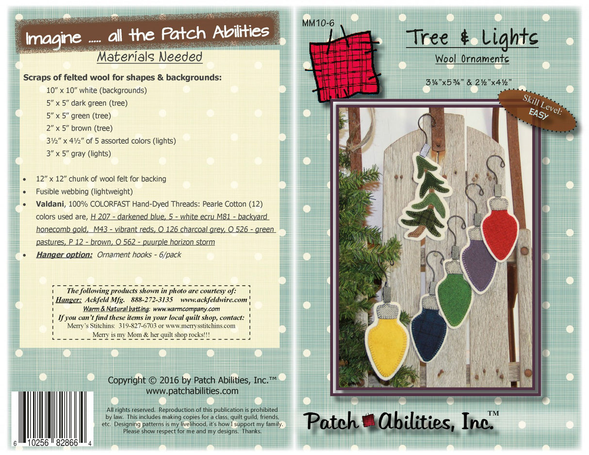 Tree & Lights Wool Ornaments