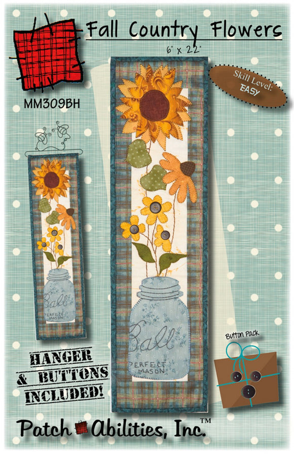 Fall Country Flowers with Buttons and Hanger