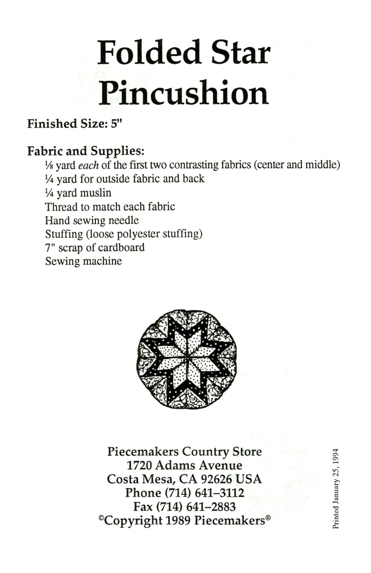 Folded Star Pincushion