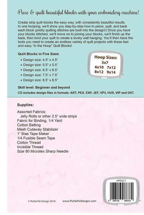 Sugar Pie Quilt In The Hoop Machine Embroidery Design Set CD