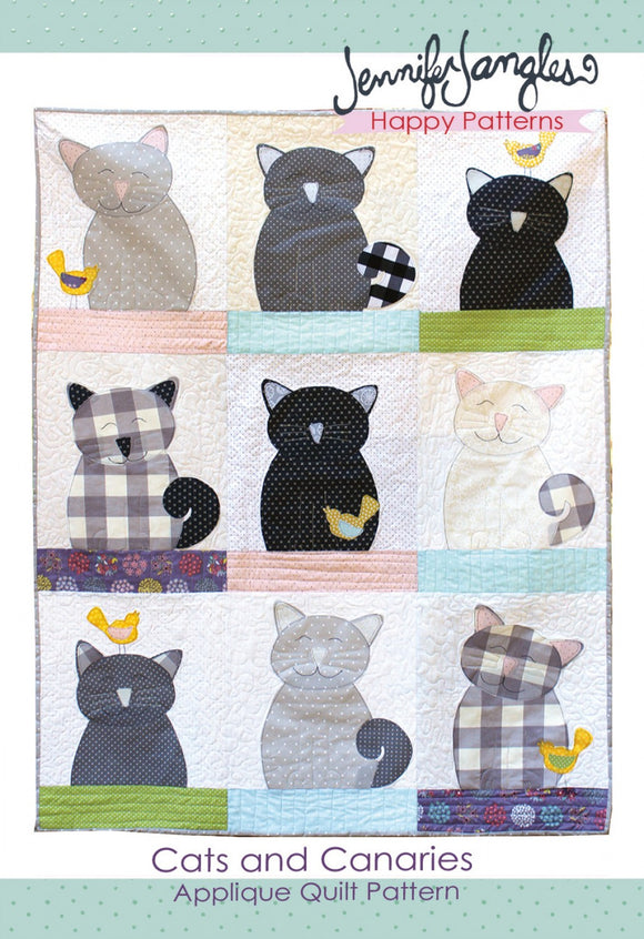 Cats and Canaries Applique Quilt Sewing Pattern