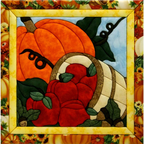 Harvest pumpkin and apple themed no-sew wall hanging