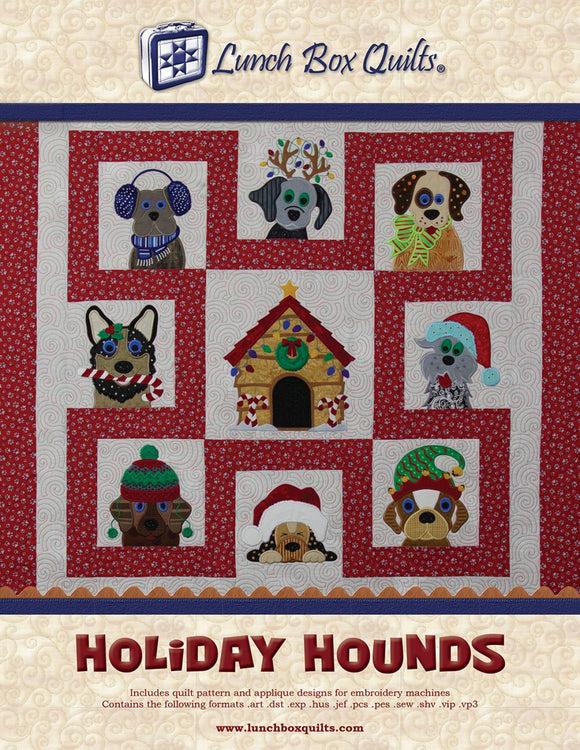 Holiday Hounds Applique Machine Embroidery CD
