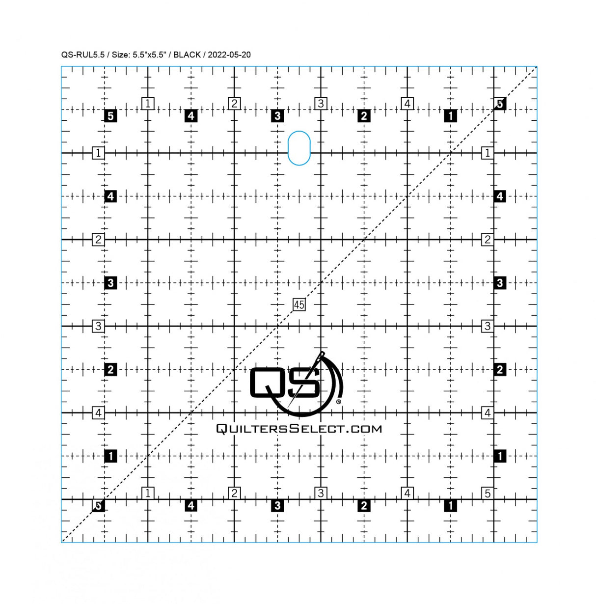 Quilter's Select Quilting Ruler 5-1/2in x 5-1/2in Non-Slip Ruler Quilter's Select Quilting Ruler 5-1/2in x 5-1/2in Non-Slip Ruler