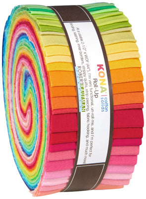 2-1/2in Strips Roll Up Kona Cotton Solids Bright Palette 41pcs by Robert Kaufman