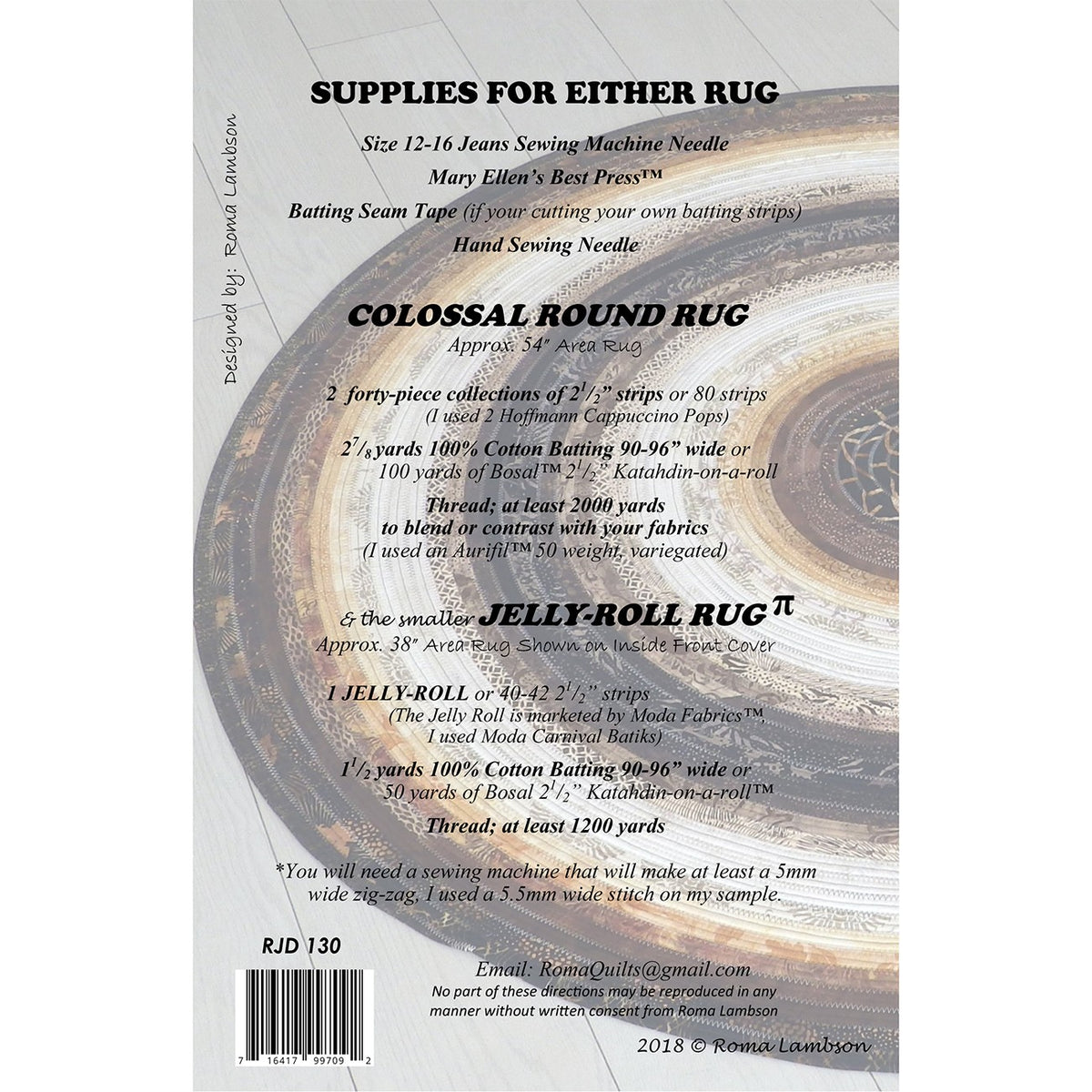 Colossal Round Rug & Jelly Roll Rug Quilters Pattern Quilting Books