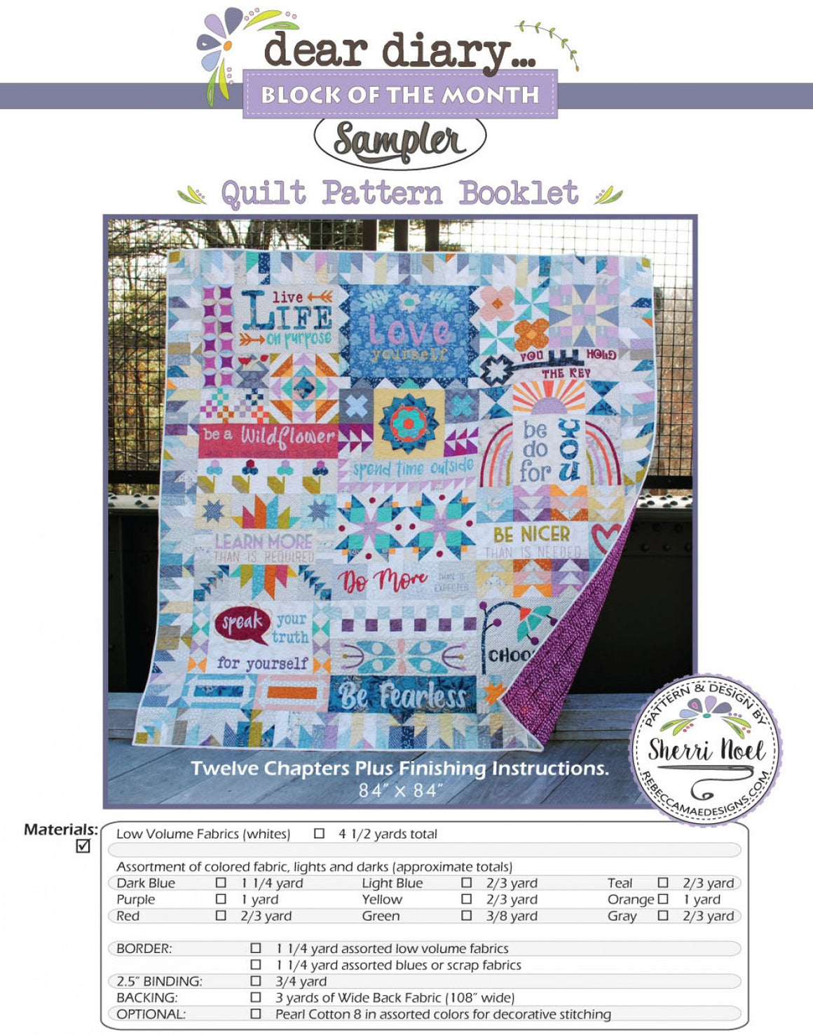 Dear Diary Block Of The Month Quilt Pattern – Quilting Books Patterns ...