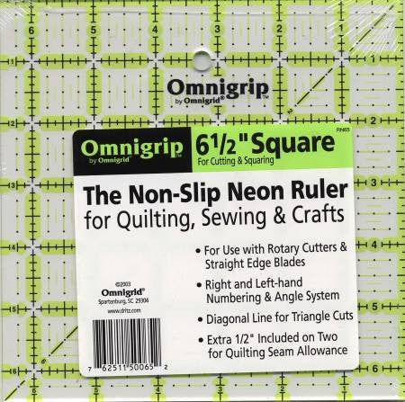 Omnigrid Omnigrip Neon Ruler 6 1/2in x 6 1/2in