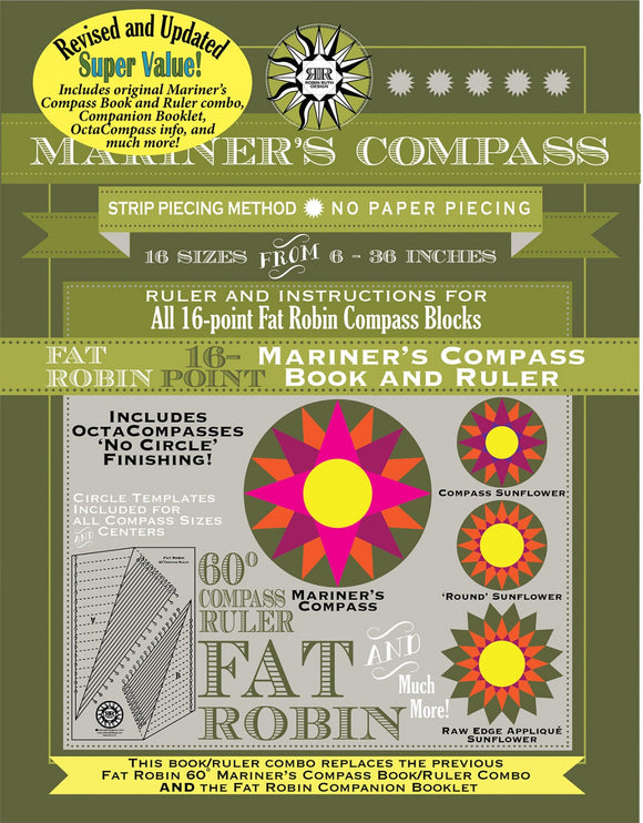 Fat Robin 16 Point Mariner's Compass Book and Ruler Combo