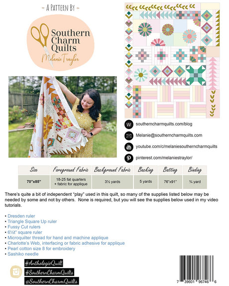 Back of the Anthologie Quilt Pattern by Southern Charm Quilts