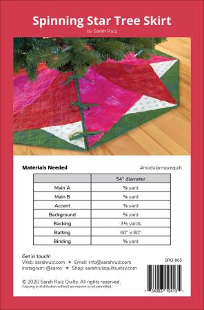 Back of the Spinning Star Quilted Tree Skirt Pattern