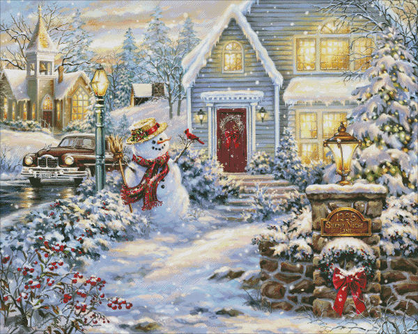 Silent Night Lane Cross Stitch By Dona Gelsinger