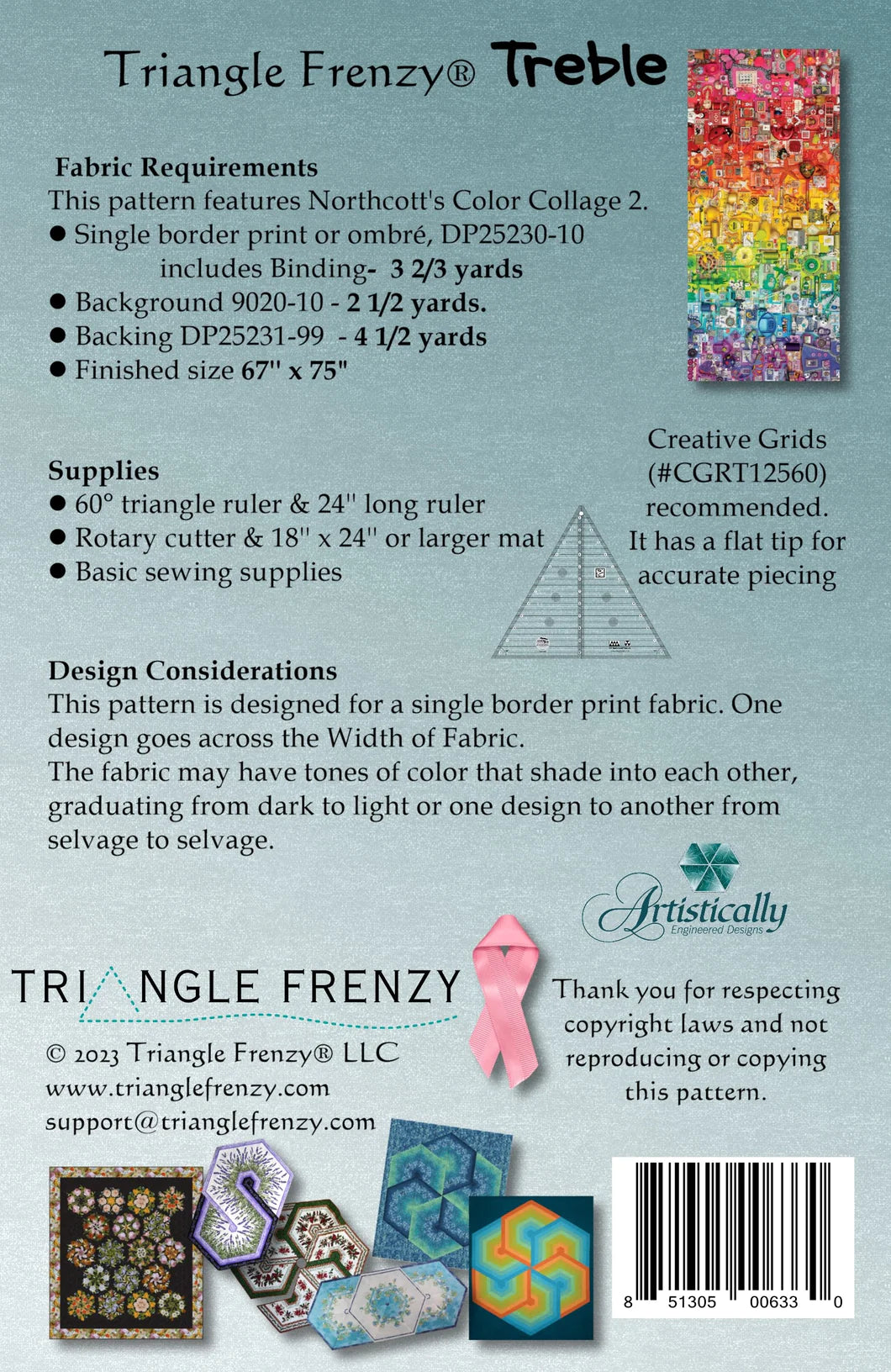 Back of the Treble Quilt Pattern by Triangle Frenzy