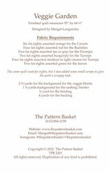 Back of the Veggie Garden Quilt Pattern by Pattern Basket