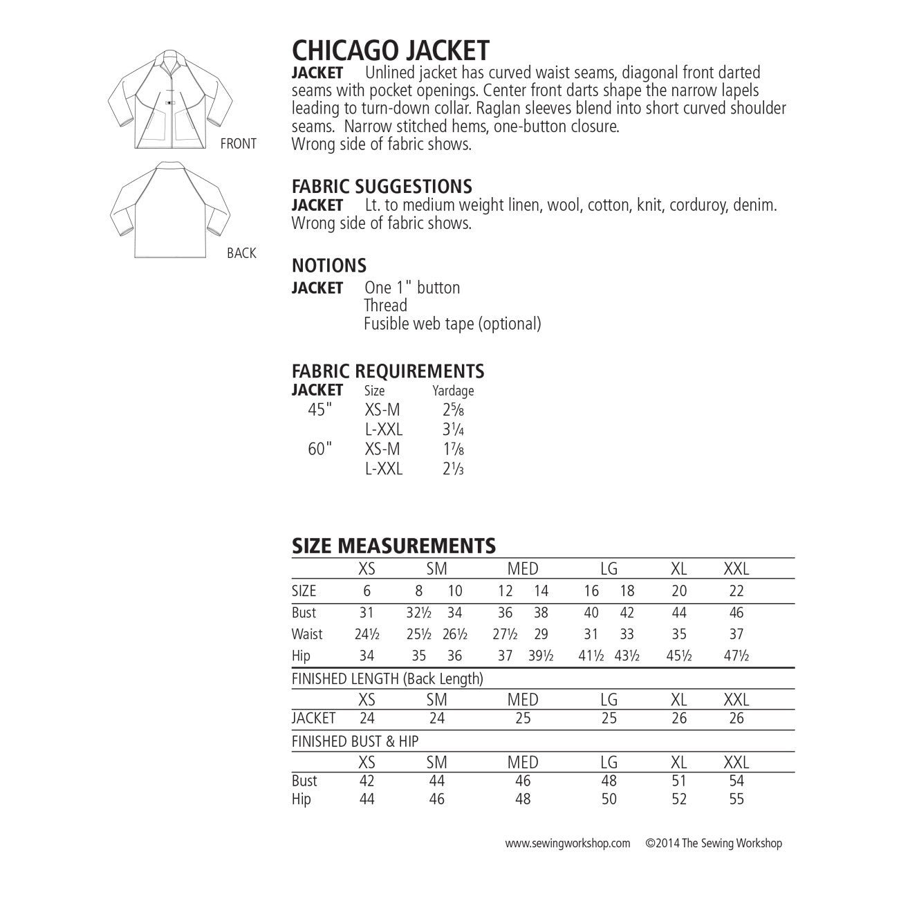 Chicago Jacket Patterns – Quilting Books Patterns and Notions