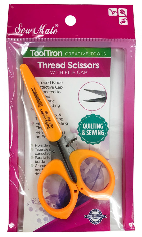 Orange Thread Scissors With File Cap